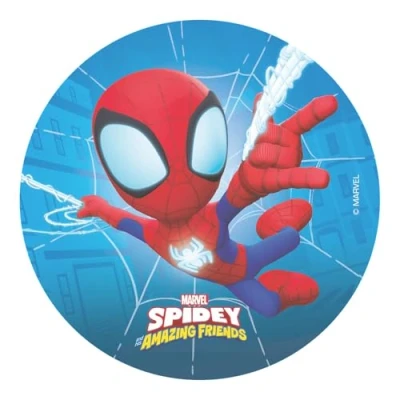 Abbildung von Dekora, Spidey Tortenaufleger, Essbare Kuchenaufleger, Marvel Geburtstag für Kinder, Runder Cake Topper 20 CM