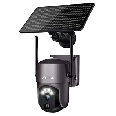 Abbildung von Xega Solare Überwachungskamera Aussen kabellos, 2K Super HD PTZ CCTV Kamera WLAN Heim Sicherheit Farbe Nachtsicht PIR Personenerkennung Zwei Wege Audio