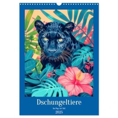 Abbildung von Dschungeltiere im Pop Art Stil (Wandkalender 2025 DIN A3 hoch), CALVENDO Monatskalender