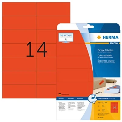Abbildung von HERMA Etiketten 5059 rot 105,0 x 42,3 mm