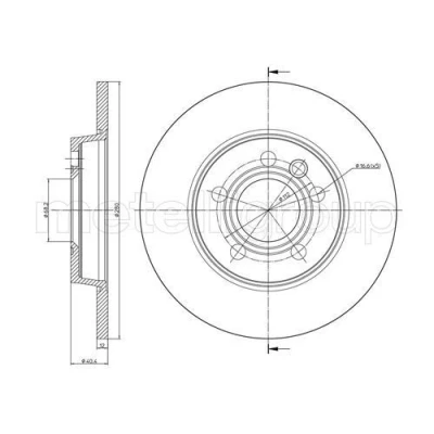 Abbildung von METELLI 23 0657 Bremsscheibe 280,0 12,0 5 68,2 voll VOLKSWAGEN: Transporter 4 Bus, Kastenwagen, Pritsche / Fahrgestell
