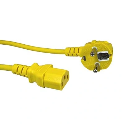 Abbildung von kab24® Kaltgeräte Stromkabel Powerkabel (5m, gelb Schutzkontakstecker gewinkelt auf Kaltgerätebuchse gerade)