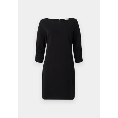 Abbildung von Tom Tailor Denim Damen Basic Kleid mit Raffarm, 29999 Black, XXL