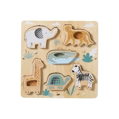 Abbildung von Vertbaudet VERTBAUDETBaby 2 in 1 Puzzle TANSANIA aus Holz FSC®grün