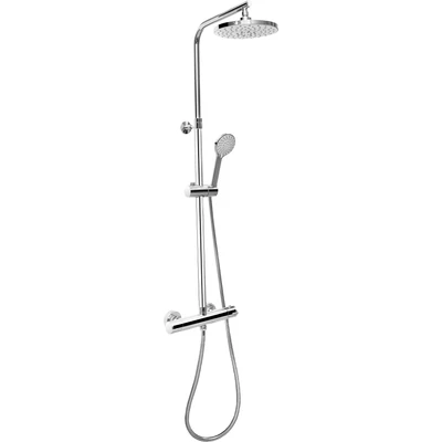 Abbildung von CORNAT Duschsystem &quot;&quot;Perfect Neo&quot; verchromt Thermostatarmatur Variables Steigrohr&quot;, Handbrause mit 5 Strahlarten: Normal , Soft Massage Anti Kalk