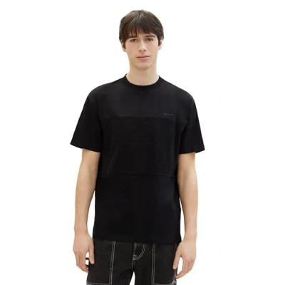 Abbildung von TOM Tailor Denim Cutline Tshirt print, Herren, Größe: Medium, Black