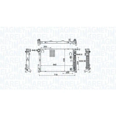 Abbildung von MAGNETI MARELLI 350213159800 Kühler, Motorkühlung 640 438 32 Kühlrippen gelötet MERCEDES BENZ: C Klasse Limousine, E Limousine