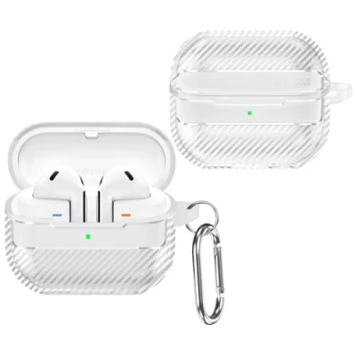 Abbildung von YKNIUFLY Bluetooth Kopfhörerhülle Kompatibel mit Samsung Galaxy Buds 3/Buds 3 Pro, Weiches TPU, 360 Rundumschutz Hülle Abdeckung Pro.(Transparent)
