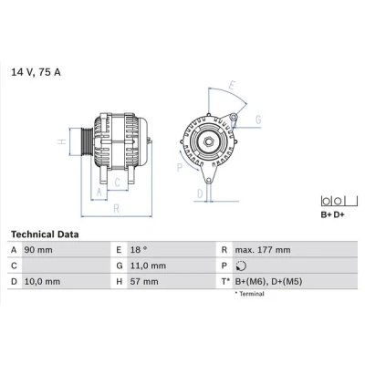 Abbildung von BOSCH 0 986 049 131 Lichtmaschine 14V 75A SMART: City Coupe, Cabrio