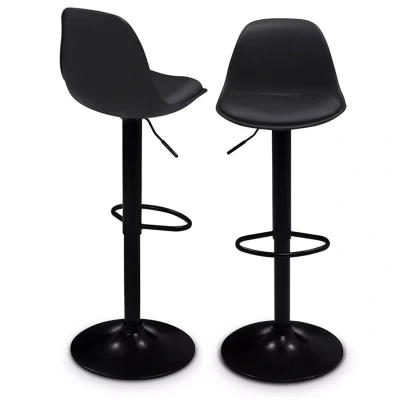 Abbildung von IDMarket Set mit 2 Barhockern Karl Design schwarz Fuß