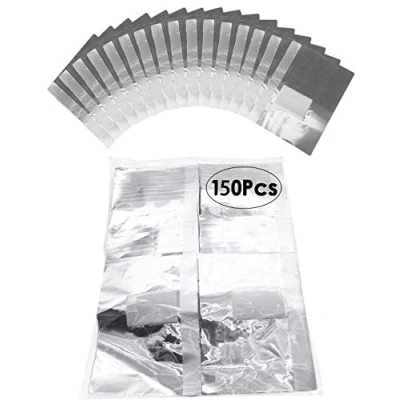Abbildung von 150 Stück Nail Polish Remover Wraps Pads, Aluminiumfolie Nagellack Hilfsmittel zum einfachen entfernen von