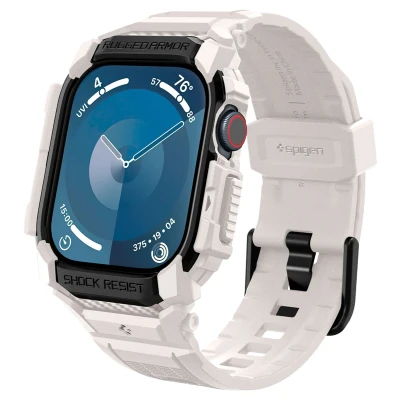 Abbildung von Spigen Rugged Armor Pro Hülle mit Armband Kompatibel Apple Watch 10 46mm (2024) Dünenbeige