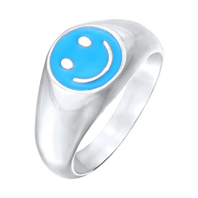 Abbildung von Kuzzoi Smiley Emoij Ring, Herren, Größe: 60, Silber