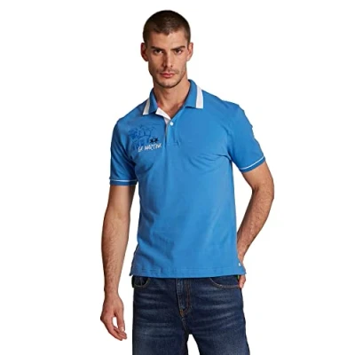 Abbildung von La Martina Herren Poloshirt aus Stretch Baumwolle mit kurzen Ärmeln im Regular Fit, Glockenblume, Man