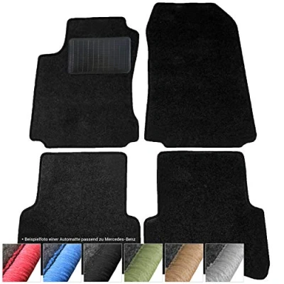 Abbildung von moto MOLTICO Fußmatten Auto Velours Autoteppiche Schwarz Automatten Set 4 teilig passend für Mercedes Benz S Klasse W220 lang 1998 2005 (Schwarze Ziernähte)