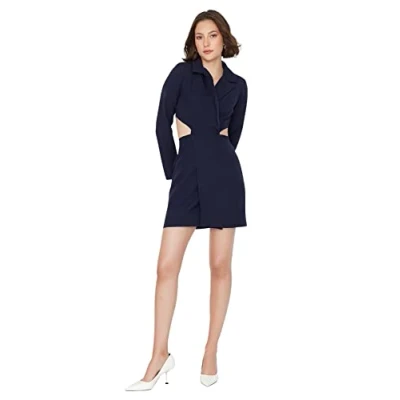 Abbildung von Trendyol Damen Detailed Dress of The Red Collar Kleid, Navy Blue, 34