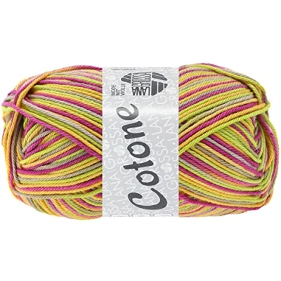Abbildung von LANA GROSSA Cotone Print Baumwollbasicgarn Handstrickgarn aus 100% Baumwolle 50g Wolle zum Stricken &amp; Häkeln 125m Garn