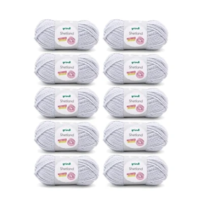 Abbildung von Gründl Shetland Wolle (modisches und weiches Strickgarn aus 80% Polyacryl 20% Wolle, 100 g / 170 m, Nadelstärke: 7 8, 10 x g), Hellgrau Melange, 55 40 cm