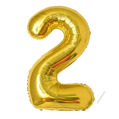 Abbildung von Geburtstag zahlen luftballon 2 jahre Folienballon XXL Gold Riesen in 40&quot; 101cm Geburtstagsdeko Ballon Zahl Deko zum fliegt mit Helium