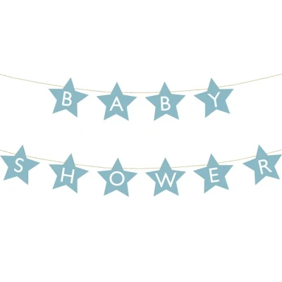 Abbildung von partydeco Girlande, Baby Shower Girlande Banner aus Papier 16,5x290cm blau