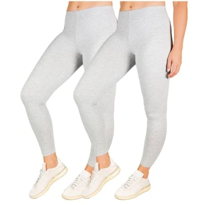 Abbildung von SES blickdichte Leggings Damen 2er Pack grau meliert (40/42) / Baumwolle/Leggins mit Perfekter Passform und Komfort/Leggings Set für vielfältige Looks