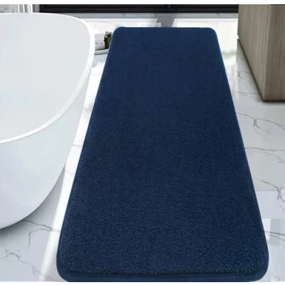Abbildung von Rururug Badezimmermatte Weiche Mikrofaser Badematte, Badezimmerteppich Groß Bad Teppich 120x50cm, rutschfeste Waschbar Badvorleger, Marineblau