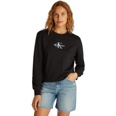 Abbildung von Calvin Klein Jeans Gradient Monologo Crewneck Sweatshirt, Damen, Größe: Small, Black