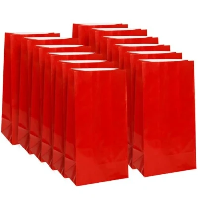 Abbildung von Partybeutel rotes Papier 14x26cm 12 Stücke