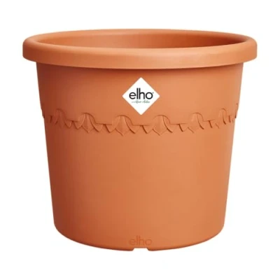 Abbildung von elho Algarve Cilindro Wheels 58cm Großer Blumentopf für den Außenbereich Pflanzgefäße 100% recycelter Kunststoff Braun/Terra