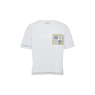 Abbildung von comma casual identity IM MIT Brusttasche Tshirt print, Damen, Größe: 34, Weiß