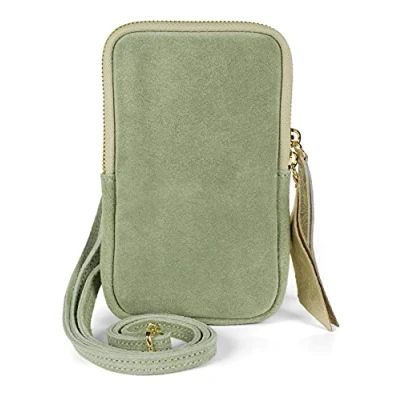 Abbildung von styleBREAKER Mini Bag (1 tlg), Echtleder Handy Umhängetasche Veloursleder