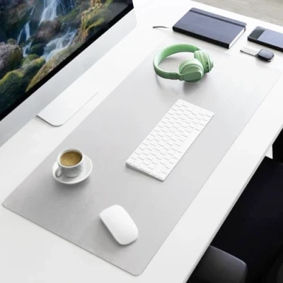 Abbildung von PIETVOSS Schreibtischunterlage aus Kunstleder Schreibtisch Unterlagenmatte, Tischauflage für Büro und Schule, Mousepad Schreibunterlage, Schreibtischmatte Nero (Weiß, 80 x 40 cm)