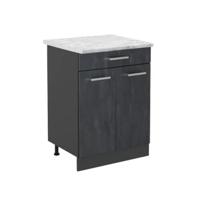 Abbildung von Vicco Küchenunterschrank R Line, Schwarz Beton/Anthrazit, 80 cm AP Marmor