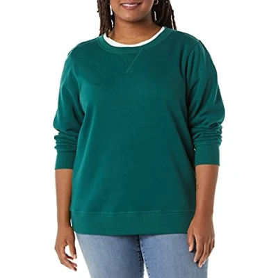 Abbildung von Amazon Essentials Damen Sweatshirt aus French Terry Fleece mit Rundhalsausschnitt (Erhältlich in Übergröße), Dunkelgrün, S