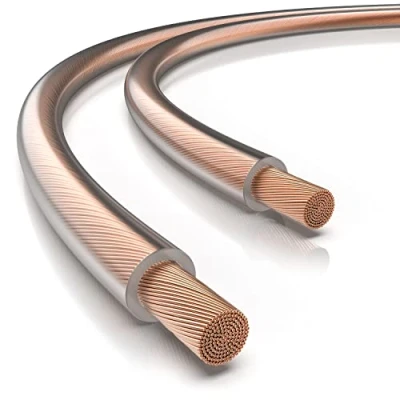 Abbildung von CSL Lautsprecherkabel OFC 50m 2x2,5 mm² Boxenkabel reines Kupfer Speaker Cable LS Kabel transparent mit Polaritätskennzeichnung für Lautsprecher &amp; Surround Systeme