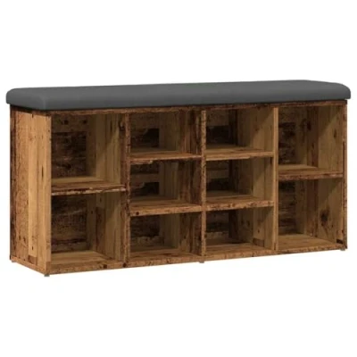 Abbildung von vidaXL Schuhbank Altholz Optik 102x32x50 cm Holzwerkstoff, Bank, Aufbewahrungsbank, Flurbank mit Stauraum, Flurbank, Dielenbank, Sitzbank