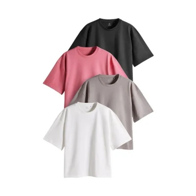 Abbildung von THE SET Regular FIT 4 PACK Heavyweight Tshirt basic, Damen, Größe: Small, Black rose pink taupe brown cream