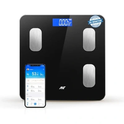 Abbildung von Ant Esports Flora Smart Scale Digital Bathroom Accurate to 0.1kg Body Weight and Fat Monitor Muscle BMI Bluetooth Electronic Composition 180kg Capacity Black