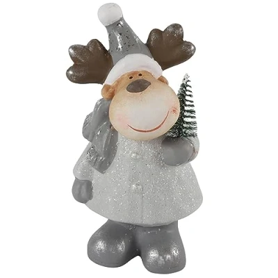Abbildung von Dadeldo Living &amp; Lifestyle Dekofigur Elch Keramik grau 17cm Weihnachtsdeko