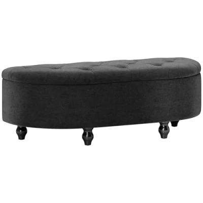 Abbildung von HOMCOM Sitzbank mit geöffnetem Deckel, Velvet Touch (Bank, 1 St., Hocker), für Wohnzimmer, Dunkelgrau