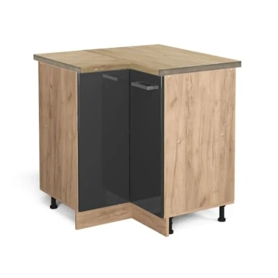 Abbildung von Vicco Eckschrank R Line, Anthrazit Hochglanz/Goldkraft Eiche, 75.6 cm, AP Eiche