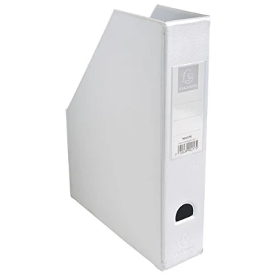 Abbildung von Exacompta 90157E 10er Pack Stehsammler DIN A4 7cm breit aus festem Karton mit PVC Bezug und aufgeklebtem Rückenschild Griffloch perfekt zur Aufbewahrung von Zeitschriften Katalogen weiß