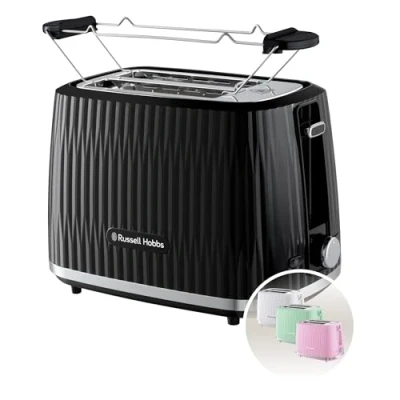 Abbildung von RUSSELL HOBBS Toaster Eden 27371 56 Auftauen Aufwärmen Brötchenaufsatz Schwarz, 800 W