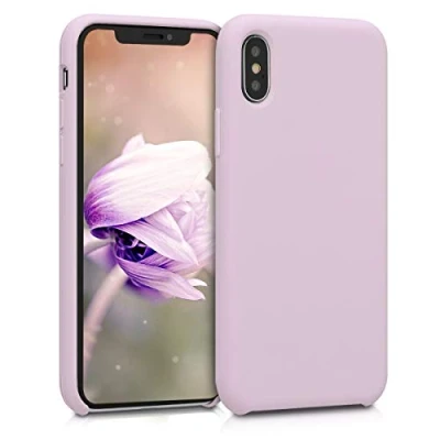 Abbildung von kwmobile Hülle kompatibel mit Apple iPhone X Silikon Handy Case Handyhülle weiche Oberfläche kabelloses Laden Mauve