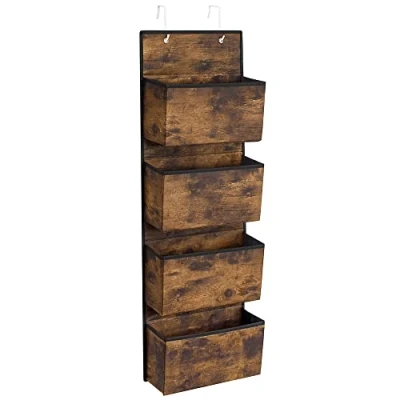 Abbildung von SONGMICS Hängeorganizer mit 4 Taschen, Hängeregal, Kleiderschrank Organizer, Hängeaufbewahrung, Tür Schlafzimmer Wohnzimmer, 12 x 33,5 100 cm, vintagebraun RDH004X01