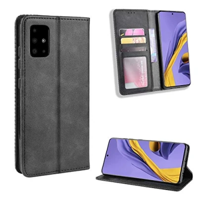 Abbildung von Hülle für Samsung Galaxy A51 4G Leder ,Hülle SM A515F/DSM 2019 / A515F/DST A515F/DSN A515F/DS A515F/N A515U A515X Schutzhülle Case Cover Black