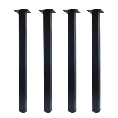 Abbildung von QLLY Metall Möbelfüße Höhenverstellbar, 4er Set, Vierkant Profil 50 x mm, Höhe 70cm, DIY Büro Schwarze Tischbeine (70cm, Schwarz)