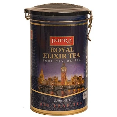 Abbildung von IMPRA Pure Ceylon Royal Elixir Tea Big Leaf aus Sri Lanka, 3er Pack Schwarzer Tee großblättrig, lose in Dose (3x 250g)
