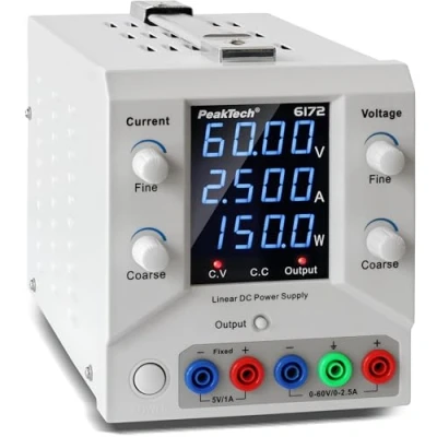 Abbildung von PeakTech 6172 Labornetzteil 0 60 V / 2,5 A DC SELV linear Netzteil mit Trenntransformator, Labornetzgerät USB &amp; Software