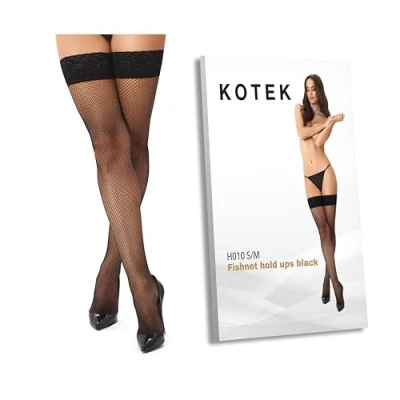Abbildung von KOTEK Halterlose Strümpfe schwarz Netzstrümpfe selbsttragend (1 Paar)